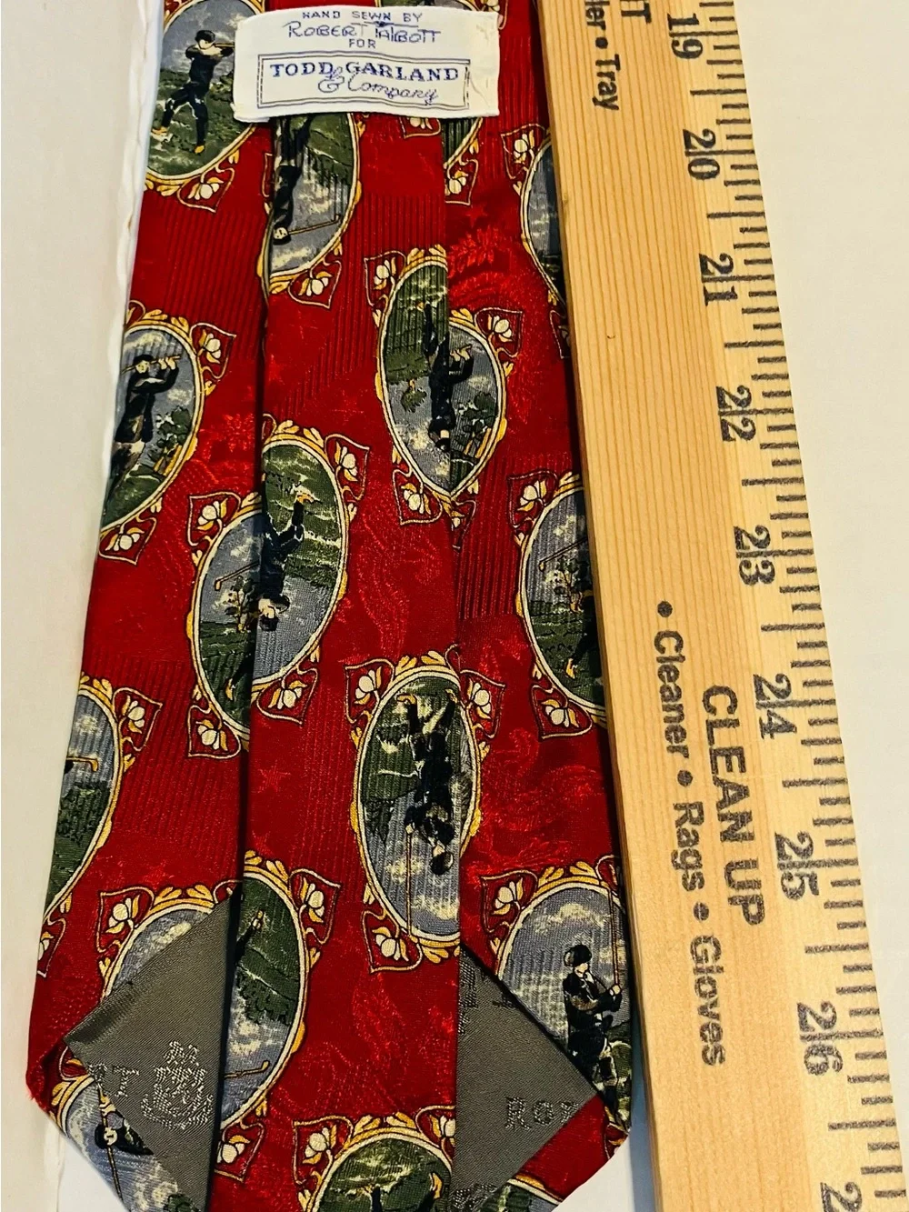 Robert Talbott Red Silk Golf Scene Tie made in USA